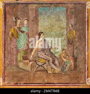 Pittrice - affresco - Pompeji, Casa del Chirurgo, parete est - I SEC. D.C. Stockfoto