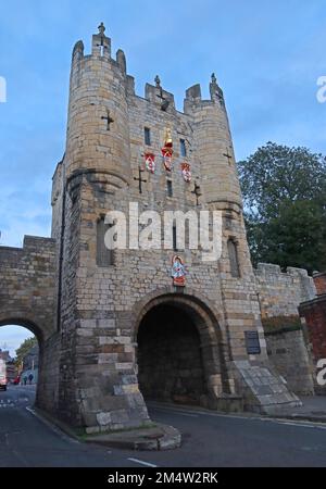 Historisches Denkmal an den Wänden, Micklegate Bar, York , North Yorkshire, England, UK, YO1 6JX Stockfoto