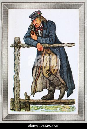 Trachten in Deutschland im 19. Jahrhundert, Spreewald, Mann, Spreewälder Männertracht, Historisch, Digitale Restaurierte Reproduktion von einem Sammelbild aus dem Jahre Ca 1910 / traditionelle Kostüme in Deutschland im 19. Jahrhundert, Spreewald, man, Spreewälder Männertracht, historisch, Digital wiederhergestellte Reproduktion aus einem kollektiven Bild aus dem Jahr ca. 1910 Stockfoto