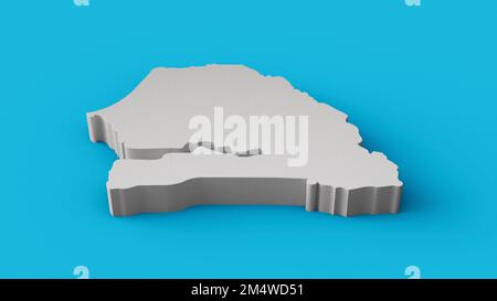 Eine Senegal 3D-Karte Geographie Kartografie und Topologie Sea Blue Surface, 3D-Darstellung Stockfoto