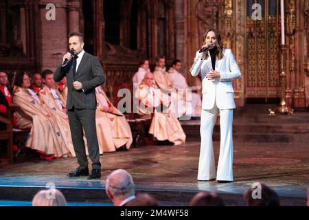 Alfie Boe und Melanie C treten beim Carol Service „Together at Christmas“ in Westminster Abbey in London auf. Foto: Donnerstag, 15. Dezember 2022. Stockfoto