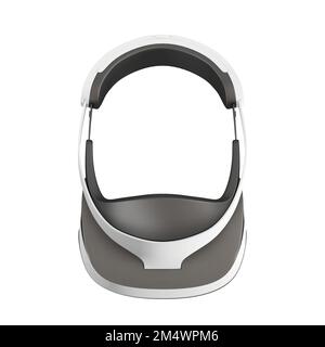Eine 3D-Darstellung eines VR-Headsets, isoliert auf weißem Hintergrund Stockfoto