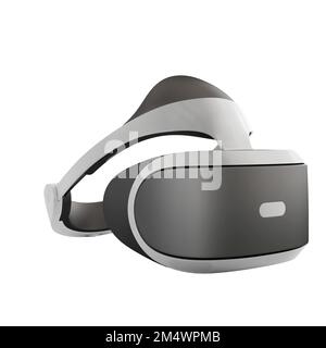 Eine 3D-Darstellung eines VR-Headsets, isoliert auf weißem Hintergrund Stockfoto