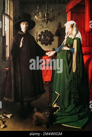 Jan Van Eyck, Das Arnolfini Portrait Oder Das Portrait Von Giovanni Arnolfini Und Seiner Frau. Jan Van Eyck War Früher Niederländischer Pionierkünstler Von Stockfoto