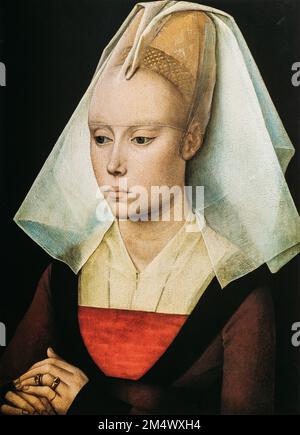 Rogier Van der Weyden, Portrait of A Lady, C. 1460. Porträt Einer jungen Frau. Roger De La Pasture, Früherer Niederländischer Maler. Diese Ähnliche Malerei Stockfoto