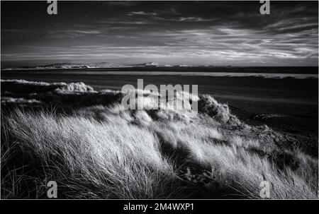 Blick von Pembrey Burrows über die Burry Inlet Stockfoto