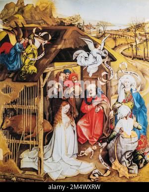 Robert Campin, Meister Der Flemalle. Stellen Sie Sich Die Geburt Vor. 1420 Von Dem Niederländischen Maler Robert Campin. Wie Oft Ist Der Gezeigte Moment Die Bewunderung Von Stockfoto