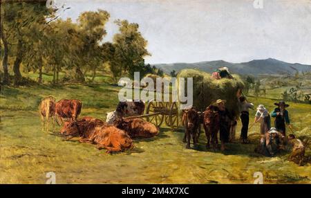 The Hay Harvest von Rosa Bonheur (Marie-Rosalie Bonheur: 1822-1899), Öl auf Leinwand Stockfoto