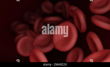 Rote Blutkörperchen. Erythrozyten. 3D Abbildung. Stockfoto