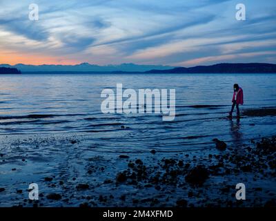 Sonnenuntergang im Steilacoom Stockfoto