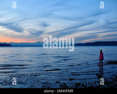 Sonnenuntergang im Steilacoom Stockfoto