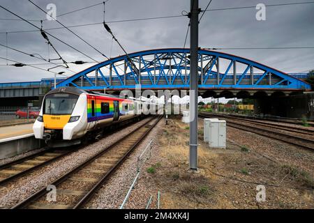 Thameslink 700155, Bahnhof Peterborough, East Coast Main Line Railway, Cambridgeshire, England, Großbritannien Stockfoto