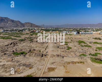 Luftaufnahme der archäologischen Stätte Al-Ukhdud in Najran, Saudi-Arabien Stockfoto