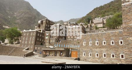 Die Steinhäuser in Rijal Almaa. Asir-Region, Saudi-Arabien. Stockfoto