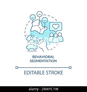 Symbolgruppe für blaues Konzept für verhaltensbezogene Segmentierung Stock Vektor