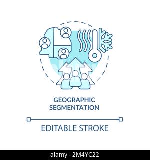 Symbolgruppe für blaue Konzepte für geografische Segmentierung Stock Vektor
