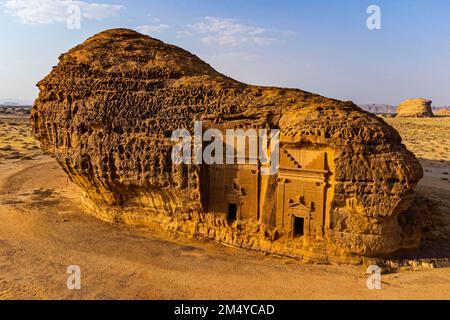 Felsengräber, UNESCO-Stätte Maidain Saleh oder Hegra, Al Ula, Königreich Saudi-Arabien Stockfoto