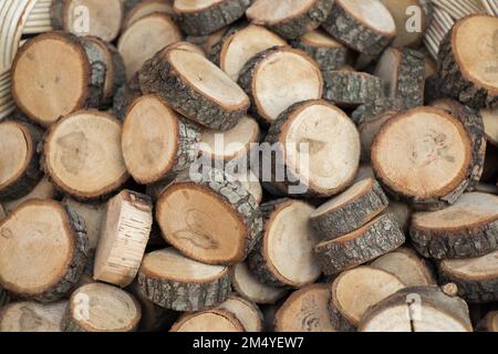 Kleines Stück Holzstämme geschnitten für Holz Textur Hintergrund verwendet Stockfoto