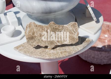 Karte der Türkei Schnitt auf Marmor Stein beschrieben Stockfoto