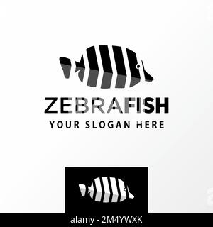 Einfacher und einzigartiger Fisch mit Zebramotiv Bildgrafik Symbol Logo Design abstraktes Konzept Vektormaterial. Kann als Symbole für Meer oder Tier verwendet werden. Stock Vektor