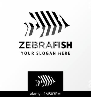 Einfacher und einzigartiger Fisch mit Zebramotiv Bildgrafik Symbol Logo Design abstraktes Konzept Vektormaterial. Kann als Symbole für Meer oder Tier verwendet werden. Stock Vektor