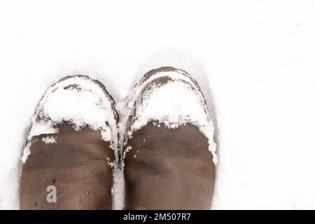 Damenstiefel in der Draufsicht Stockfoto