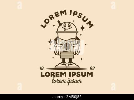 Illustration: Maskottchen-Design eines Kaffees in einer Plastiktasse Stock Vektor