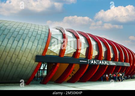 10. September 2022, Brasilien. Teilansicht des Bioparque Pantanal (Pantanal Aquarium) in Campo Grande, Mato Grosso do Sul. Es ist das größte Freshwa Stockfoto