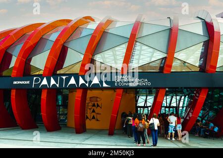 10. September 2022, Brasilien. Teilansicht des Bioparque Pantanal (Pantanal Aquarium) in Campo Grande, Mato Grosso do Sul. Es ist das größte Freshwa Stockfoto