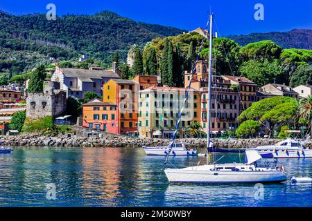 Beliebte Resorts und wunderschöne Küstenstädte Italiens in Ligurien - Santa Margherita Ligure Stockfoto