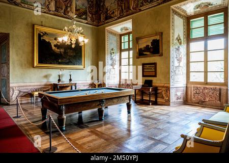 Das Innere des Herzogs von Agliè, erbaut im 16. Jahrhundert, ist Teil der Residenzen des Königshauses von Savoyen, Region Piemont, Italien Stockfoto