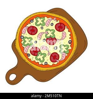 Pizza auf einem Schneidebrett Vektorbild Stock Vektor