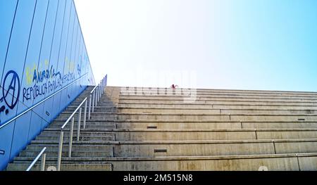 Hintere Treppe des Design Museums, Barcelona, Katalonien, Spanien, Europa Stockfoto