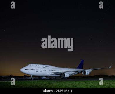 Außer Betrieb, im Lager Boeing 747-200-Flugzeuge am Flughafen Cotswold. TF-AAK ex Saudi Arabian Airlines/Air Atlanta Icelandic. Stockfoto