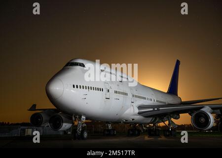 Außer Betrieb, im Lager Boeing 747-200-Flugzeuge am Flughafen Cotswold. TF-AAK ex Saudi Arabian Airlines/Air Atlanta Icelandic. Stockfoto