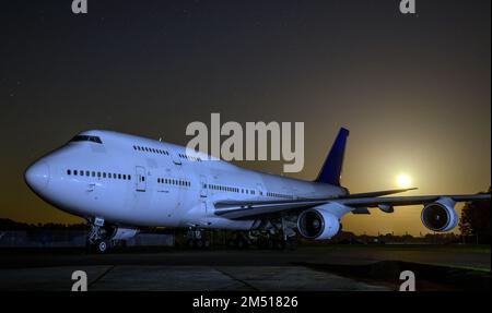 Außer Betrieb, im Lager Boeing 747-200-Flugzeuge am Flughafen Cotswold. TF-AAK ex Saudi Arabian Airlines/Air Atlanta Icelandic. Stockfoto