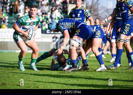 Treviso, Italien. 24. Dezember 2022. Alessandro Garbisi (Benetton Treviso) während des Rugbyspiels zwischen Benetton Treviso und Zebre Parma, gültig für die United Rugby Championship, gespielt im Monigo-Stadion in Treviso am samstag, den 24. dezember 2022. Gutschrift: ZUMA Press, Inc./Alamy Live News Stockfoto