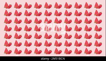 Wassermelone, Erdbeere, Muster (Horizontal) Stock Vektor