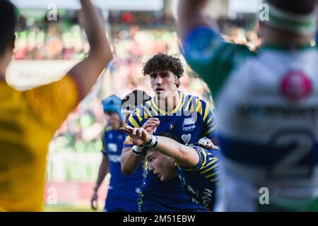 Treviso, Italien. 24. Dezember 2022. Andrea Zambonin (Zebre Parma) während des Rugbyspiels zwischen Benetton Treviso und Zebre Parma, gültig für die United Rugby Championship, gespielt am samstag, den 24. dezember 2022 im Monigo-Stadion in Treviso (Kreditbild: © Alberto Gardin/ZUMA Press Wire) Stockfoto