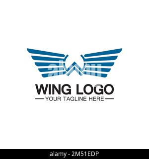 Buchstabe W für Flügel Logo-Design, Kombination mit Buchstabe W und Flügeln Stock Vektor