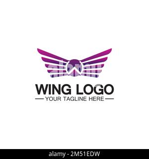 Buchstabe W für Flügel Logo-Design, Kombination mit Buchstabe W und Flügeln Stock Vektor