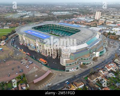 Aus der Vogelperspektive des Allianz Stadions, Twickenham, ehemals Twickenham Rugby Stadium, Heimstadion des England Rugby, London, Großbritannien. Stockfoto