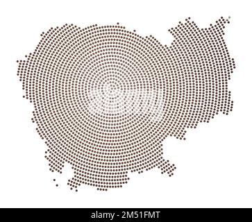 Gepunktete Karte Kambodschas. Digitale Form Kambodschas. Technisches Symbol des Landes mit abgestuften Punkten. Erstaunliche Vektordarstellung. Stock Vektor