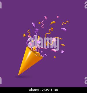 Konfetti-gelber Partyhut. Stock Vektor