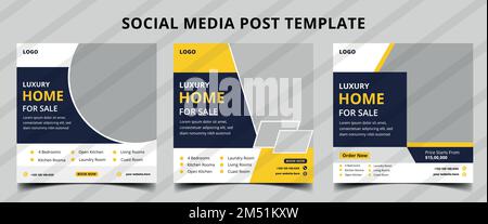 Vektorvorlage für Posts in sozialen Medien zu Hause. Stock Vektor