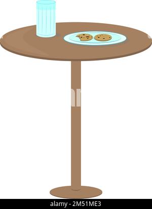 Couchtisch mit einem Teller Kekse und einem Glas Milch Stock Vektor