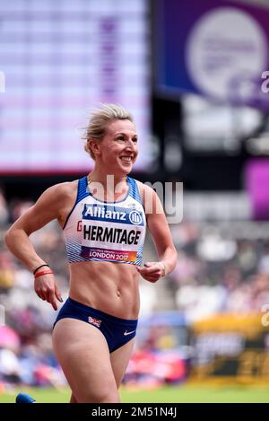 Georgina Hermitage tritt T37 100m bei der World para Athletics Championships 2017 im London Stadium in Großbritannien an. Britischer Sportler mit Zerebralparese Stockfoto