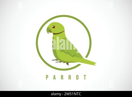 Papageienvogel im Kreis. Papageienvogel Logo Designvorlage Vektordarstellung Stock Vektor