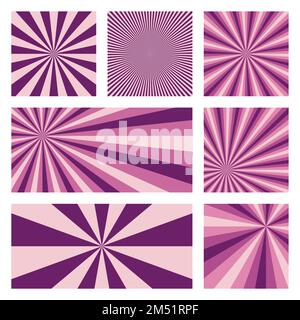 Fantastische Sonnen-Hintergrundkollektion. Abstrakte Abdeckungen mit radialen Strahlen. Leistungsstarke Vektordarstellung. Stock Vektor