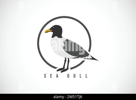 Seemulle im Kreis. Sea Gull Logo-Designvorlage Vektordarstellung Stock Vektor